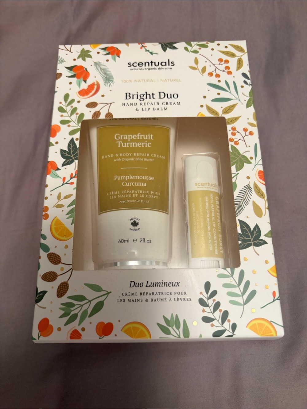 Scentuals Bright Duo Grapefruit Turmeric Hand Repair Cream & Lip Balm